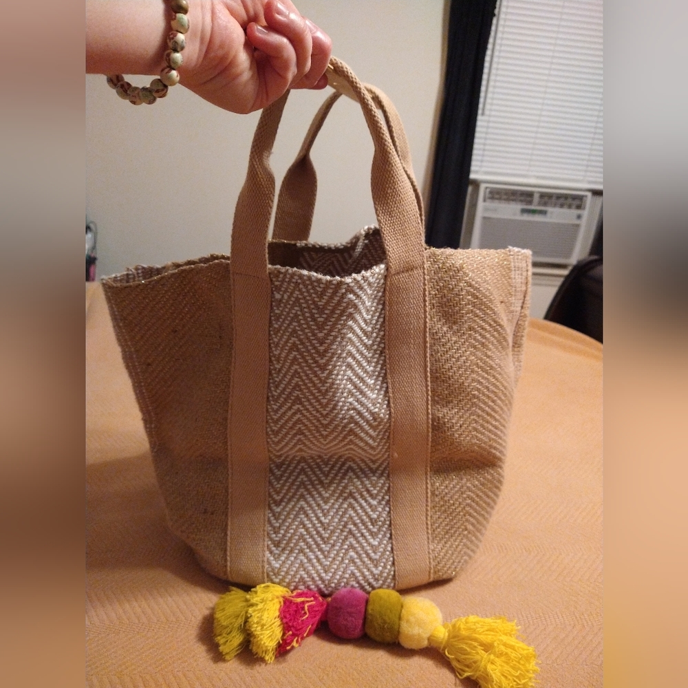 Chico's Jute Beach Tote Bag